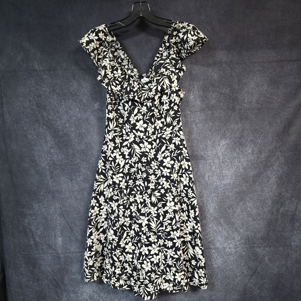 Old Navy Black and Cream Floral Midi Dress